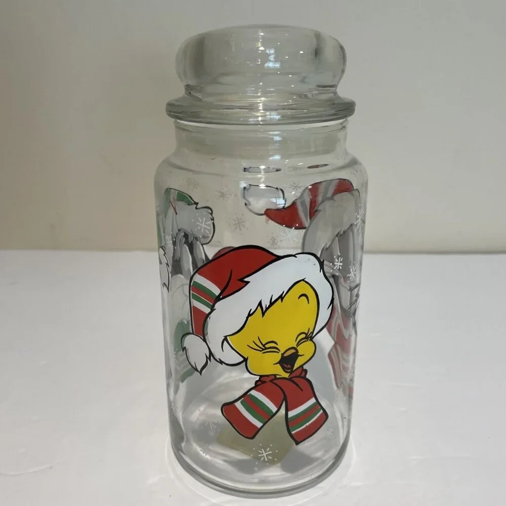 Anchor Hocking 1994 Warner Bros Christmas Canister Bugs Bunny Tweety Sylvester